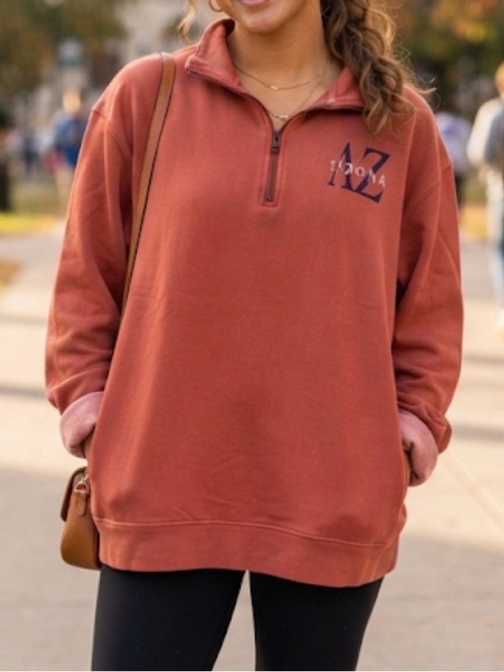 Oversized Sedona AZ Quarter-Zip in Rust